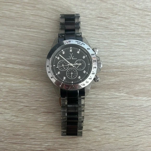 ToyWatch Black and Silver Chronograph ToyWatch Heavy Metal Plasteramic Silver/Black Chronograph  main image 3